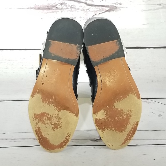 Black Studded Buckled Ankle Biker Boot - Picture 7 of 7